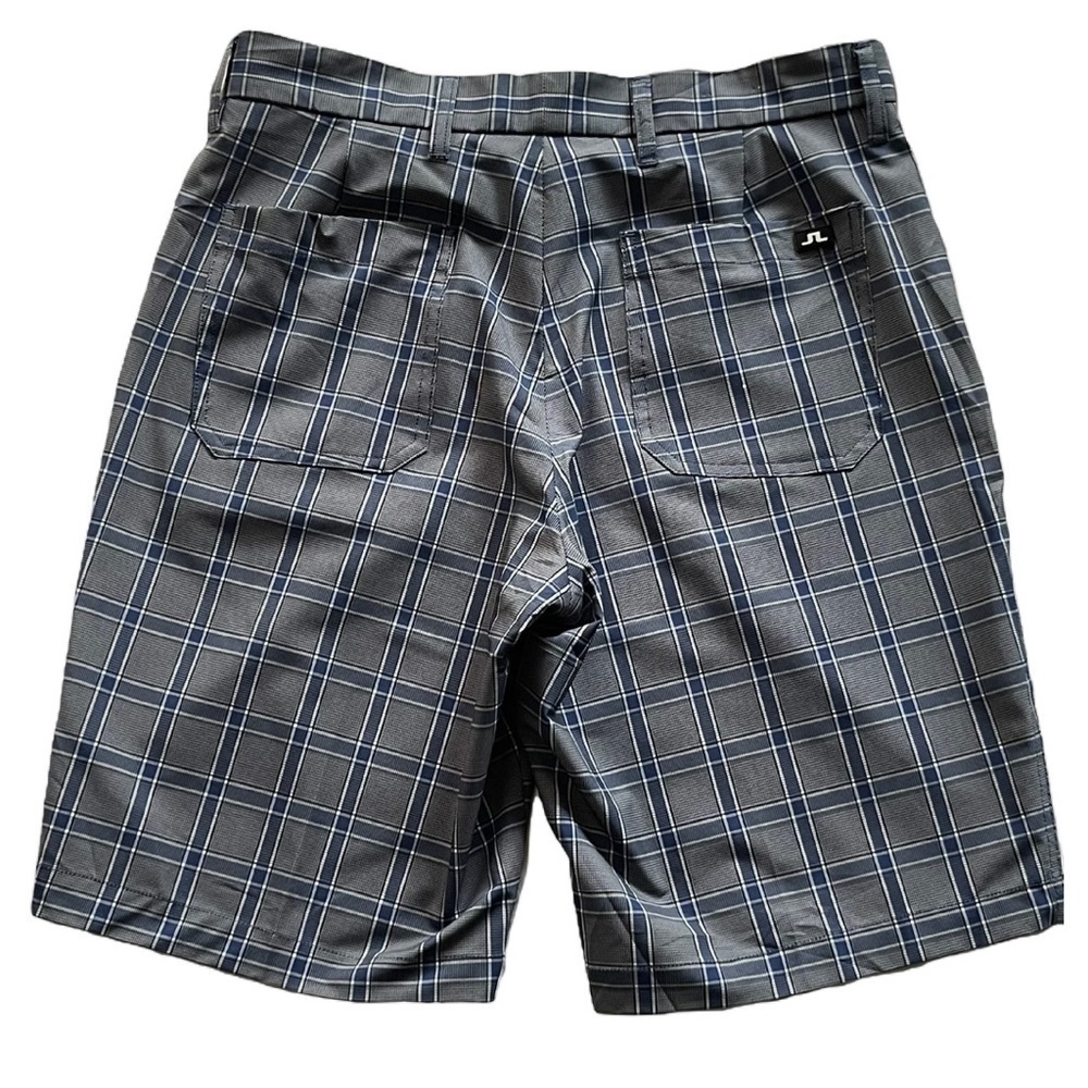 J. Lindeberg True Regular fit Micro Stretch Golf Shorts Plaid Blue Gray Size 30 - Picture 2 of 7